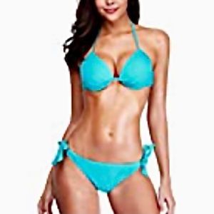 NWOT Turquoise Push-up Side-Tie Bikini